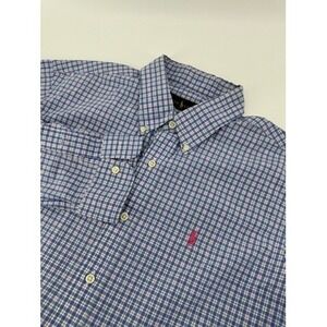 Ralph Lauren‎ Mens Button Down Shirt L Blue Pink Green Plaid Long Sleeve